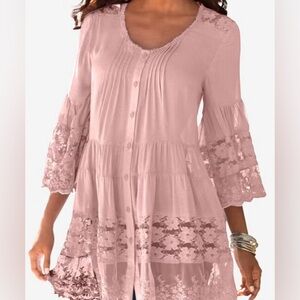 Blush Pink Lace tunic_ New with tags size 44W